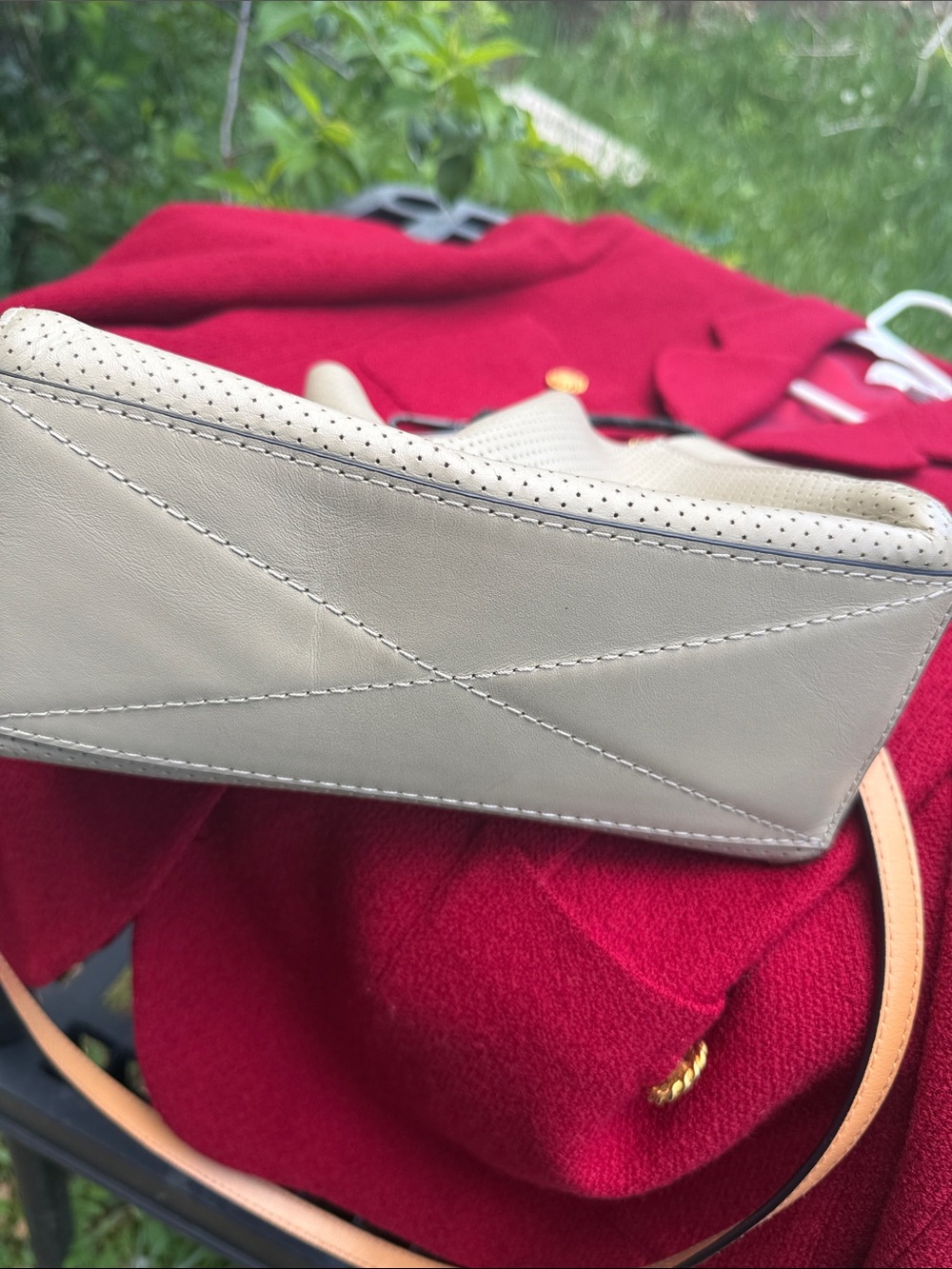 rag & bone Perforated Leather Crossbody in Light Taupe and Tan Trim - Picture 7 of 7